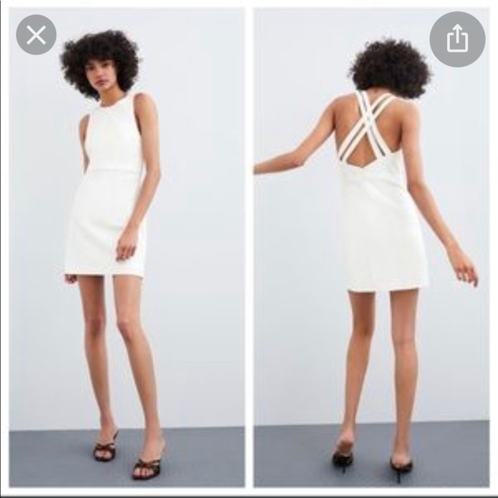 Zara white cotton mini dress